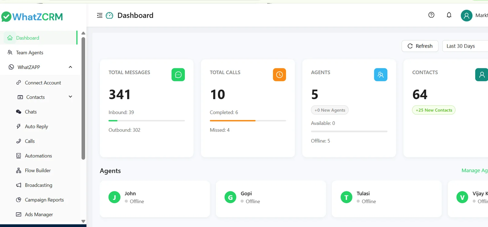 multi-agent WhatsApp CRM