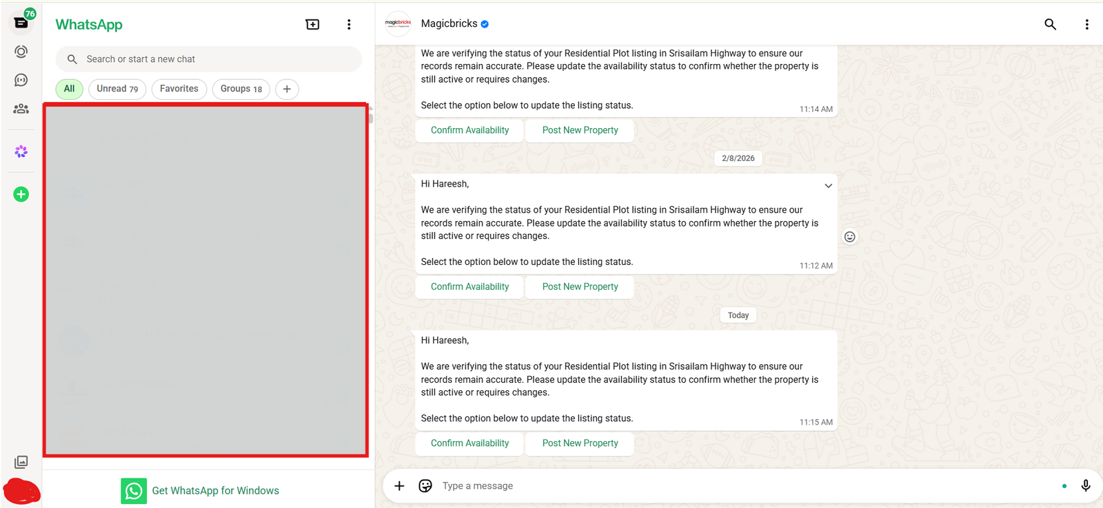 WhatsApp Business Web login