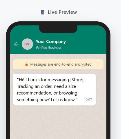 E-commerce WhatsApp message template