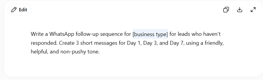 Prompts for WhatsApp Chatbot Scripts