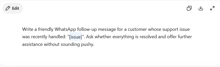 Prompts for WhatsApp Customer Support Replies