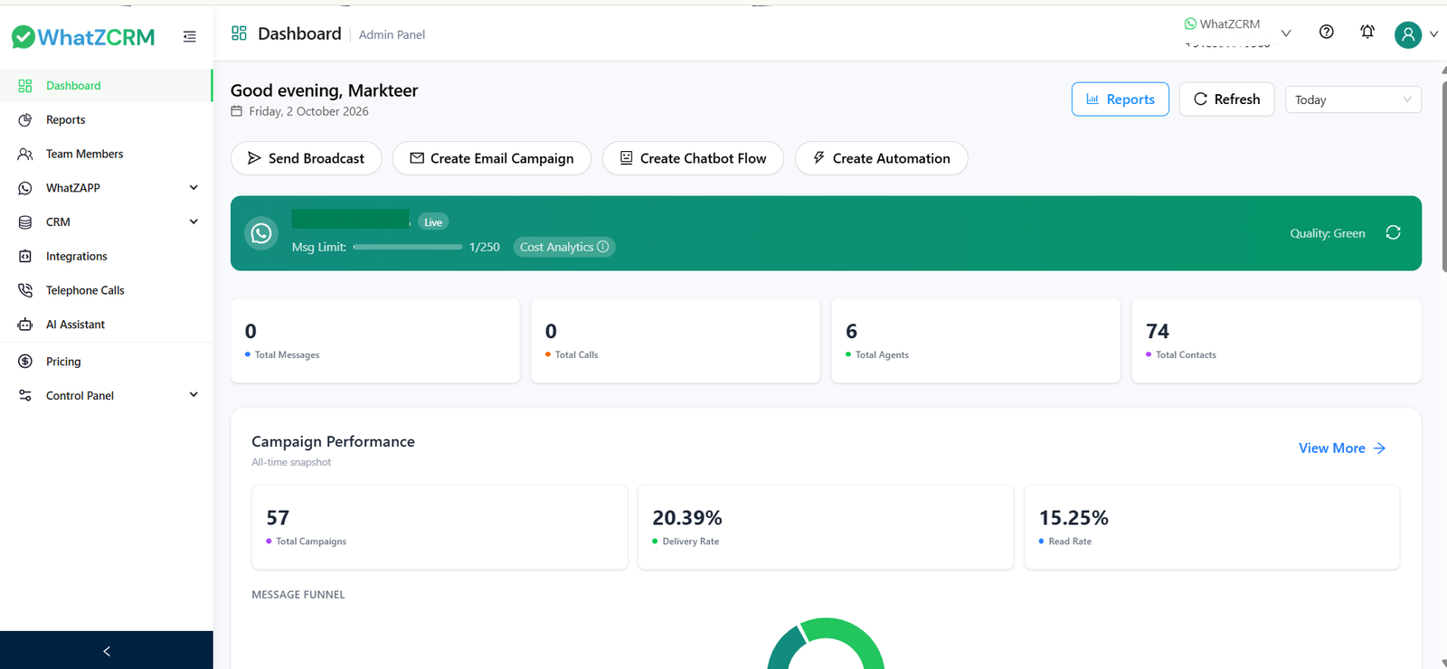 WhatZCRM Dashboard
