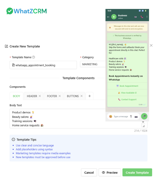 WhatsApp Appointment Booking Dashboard