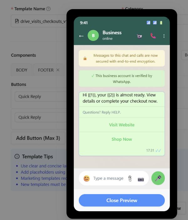 WhatsApp API Interactive Message Buttons
